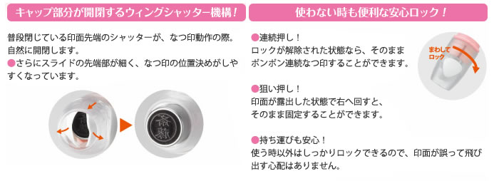 キャップ部分が開閉するウィングシャッター機構